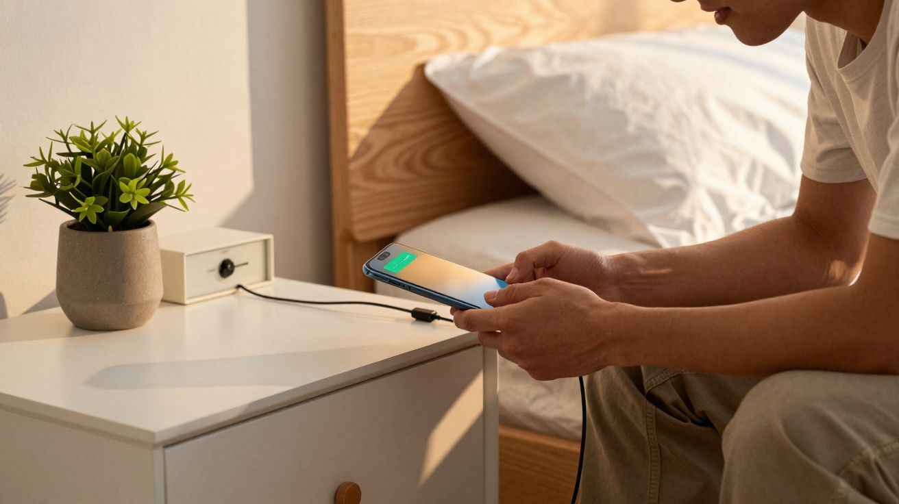 Carregar o celular nessa posição pode aumentar a vida útil da bateria por vários meses.